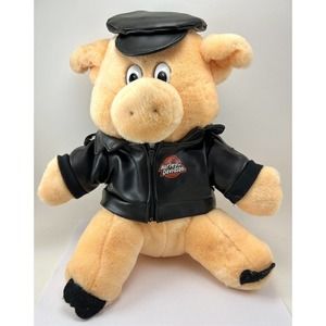 Harley Davidson Hog Plush 1993 Biker Pig Stuffed Animal Vintage Leather Jacket‎